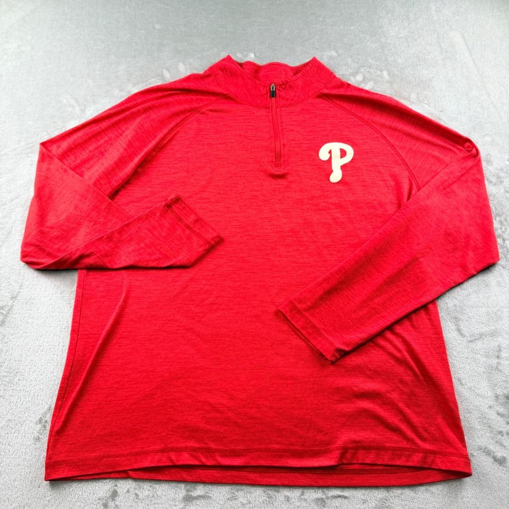 Majestic Philadelphia Phillies Men's XL Red Quarter Zip Pullover Shirt